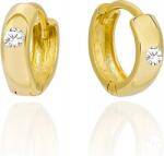 Lovrin Arany fülbevaló 585 széles karika cirkónia kővel a közepén, zsanéros ajándék (Lovrin 86143)