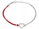 Lovrin Szív karkötő cirkóniákkal, 925-ös ezüst, zsinóron, 1.33g, 18-as méret (62435824)