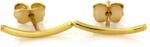 Lovrin Finom, arany színű, 375-ös (9K) beszúrós fülbevaló, vessző alakú, ívelt, divatos (Lovrin)