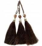 Gipiurowo Ezüst színű gyöngyökkel díszített fülbevaló, barna, 12 cm (chwost)