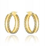 Lovrin Arany fülbevaló 585-ös karika fonott mintával, oldalt díszítéssel, angol záras (Lovrin)