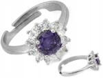 Lovrin Ezüst gyűrű markíza 925 ametiszt cirkóniákkal r14 virág motívum 3.17g