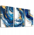  3 részes vászonkép szett fa keretben 120x60cm Arany-Sötétkék (B0CT5268LF)
