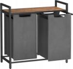 Songmics Mosókosár Szortírozó 2 Rekeszes Szürke Fekete 92L Kivehető Rekeszek (BLH201G01)