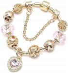  Női Karkötő Szett Charms Medálokkal Moduláris Beads Arany szív boho (B100)