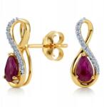 Lovrin Arany fülbevaló 585 Infinity Rubin És Gyémántok 1, 34g divatos minta ajándék 14k (LOVRIN 63115)