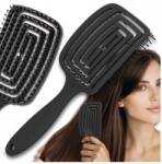 EdiBazzar Masszírozó kefe minden hajtípushoz rugalmas lapos fekete (Szczotka do włosów elastyczna płaska)