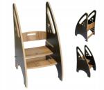 Skyline Konyhai Segítő fekete barna fa emelvény lépcső 81cm Gyerekeknek 2 az 1-ben (2J-8ULW-IPXF)