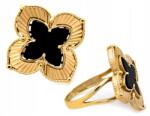 Lovrin Arany Gyűrű 585 Onyx Fekete Köves Virág Mintával 6.02g R22 Ajándékba (Lovrin)