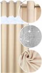 NOW-ART Kész függöny cirkóniákkal 145x180 karikákkal világos nappali függöny (Zasłona gładka matowa 180 cekiny jasny beż)