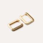 Giorre Téglalap alakú fülbevaló fekete cirkóniákkal, 925 ezüst, arany bevonattal (5905804383449)