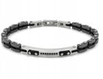 Lovrin Férfi acél karkötő fekete elemekkel és cirkóniákkal, 21 cm ajándékba (55214848)