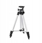  Tripod állvány, fényképezőgéphez, okostelefonhoz, állítható magasság, ezüst (3210)
