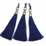 Gipiurowo Gyöngy és ezüst gyöngyökkel díszített fülbevaló, sötétkék, 12 cm (Z perłą i kor srebrnym, granatowy, 12 cm)