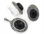 Lovrin 925-ös ezüst szett, fülbevaló és medál nagy fekete kővel, ajándékba (Lovrin)