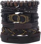  6 darabos barna férfi bőr karkötő szett, állítható, fonott (5905884063026)