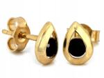 Lovrin Arany fülbevaló 585, csepp alakú, fekete ónix kővel, stekkeres