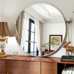  Koonmi Kör alakú Fali Tükör Fém Kerettel, Nagy, 91 cm, Ezüst (B08Z84ZFTL-1)