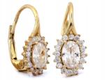 Lovrin Arany színű, ovális fülbevaló cirkónia kövekkel, 585-ös, angol kapcsos, ajándéknak is kiváló, 2.34g
