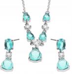 Lovrin 925-ös ezüst ékszerszett divatos türkizkék csepp nyaklánccal és fülbevalóval (Lovrin)