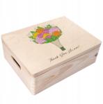 Creative Deco Fából készült doboz ajándékba születésnapra, névnapra, anyák napjára, gravírozott esküvői doboz 40x30 (JANCDSD140CUSTOMMDAYBOUQUETFBM)