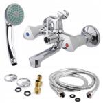  Zuhany Csaptelep Fali Kád Króm Fülhallgató Tömlő Ezüst (400155)