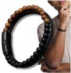  Férfi bőr karkötő természetes bőr szíjjal és ásványgyöngyökkel (5905884063194)