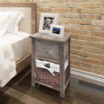 vidaXL Noptiere shabby chic din lemn, 2 buc, maro (242869)