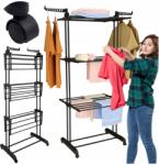Lewer Ruhaszárító állvány ruhákhoz, fehérneműhöz, Nagy XXL méretű, fém, Fekete, függőleges (WĄSKA SKŁADANA DO MAŁEJ ŁAZIENKI POKOJU) Ruhaszárító