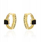 Lovrin Arany fülbevaló 585 fonott karika fekete kővel, gyönyörű kreol típusú karikák (Lovrin)