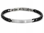 Lovrin Divatos acél karkötő gravírozható lappal, 5, 5 mm-es fekete elemekkel, 22-es méret (56748083)