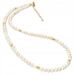 Lovrin 925-ös ezüst nyaklánc fehér gyöngyökkel és aranyozott ezüst golyókkal ajándék (LOVRIN)