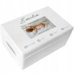 Creative Deco Gravírozott doboz születési emlék ajándék keresztelő évforduló születésnap 30x20 (JANCDSD130CUSTOMPHOTOBMEMFBM-W)