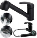  Konyhai Csaptelep Álló Fekete Kihúzható Kifolyócső Kétfunkciós Csaptelep Alacsony (ATUT-bk)