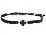 Lovrin Arany zsinór karkötő 585 fekete széles zsinórral fekete lóhere (Lovrin 92632)