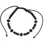 Lovrin 585-ös arany szürke zsinóros karkötő fekete gyöngyökkel és arany golyókkal, 14 karátos (62485127)