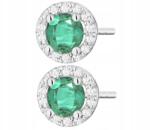 ZŁOCISTO Fehér Arany Fülbevaló Zöld Smaragdokkal És Gyémántokkal, Stiftes, 585 (DLA DZIEWCZYNY NARZECZONEJ)