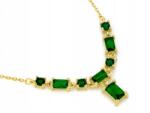 Lovrin 925-ös sterling ezüst nyaklánc, aranyozott, zöld, téglalap alakú kövekkel, r45 (Lovrin)