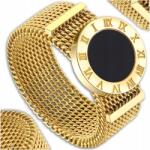 EdiBazzar Arany Gyűrű karikagyűrű sebészeti acél 18K aranyozott egyszerű mesh kör (Złoty pierścionek stal chirurgiczna pozłacany)