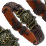  Férfi barna műbőr karkötő farkas motívummal, állítható zsinórral (Męska bransoletka skórzana eko skóra)