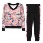  Női virágmintás velúr szabadidőruha - szabadidőruha szett pulóver nadrág