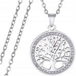 EdiBazzar Ezüst nyaklánc sebészeti acél medállal, cirkónia kövekkel fa motívum (Naszyjnik srebrny wisiorek stal chirurgiczna)