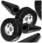  Fekete hamis alagút fülbevaló férfi női cirkónia karika sebészeti acél (Kolczyki unisex fake tunel czarne 8 mm)