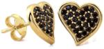Lovrin Arany Fülbevaló 585 14kt Szív formájú, fekete cirkónia kövekkel díszített, 1.64g, stekkeres (Lovrin)