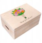 Creative Deco Fából készült doboz ajándékba születésnapra, névnapra, anyák napjára, gravírozott esküvői doboz 30x20 (JANCDSD130CUSTOMMDAYBOUQUETFBM)