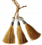 Gipiurowo Ezüst színű gyöngyökkel díszített fülbevaló, mustársárga, 9 cm (chwost)