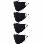  Többször Használható, Háromrétegű, Pamut Szájmaszk Fekete, 4 darabos szett