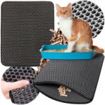 Lewer Alomtálca alátét, kétrétegű, fekete macskaalom szőnyeg, XXL méretű (MATA POD KUWETĘ pod żwirek dla kota)