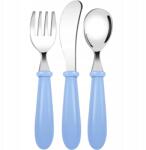  Gyermek Evőeszköz Készlet, Biztonságos, Tompa, Rozsdamentes Acél, Kék, 3 darabos (B0C2413LXR-1)