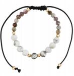 Lovrin Arany fekete zsinór karkötő 585 fehér gyöngyökkel és gyémántcsiszolással (108611)